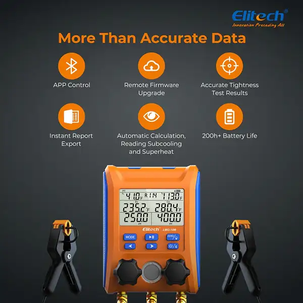 Đồng hồ đo áp suất gas lạnh Elitech LMG-10W