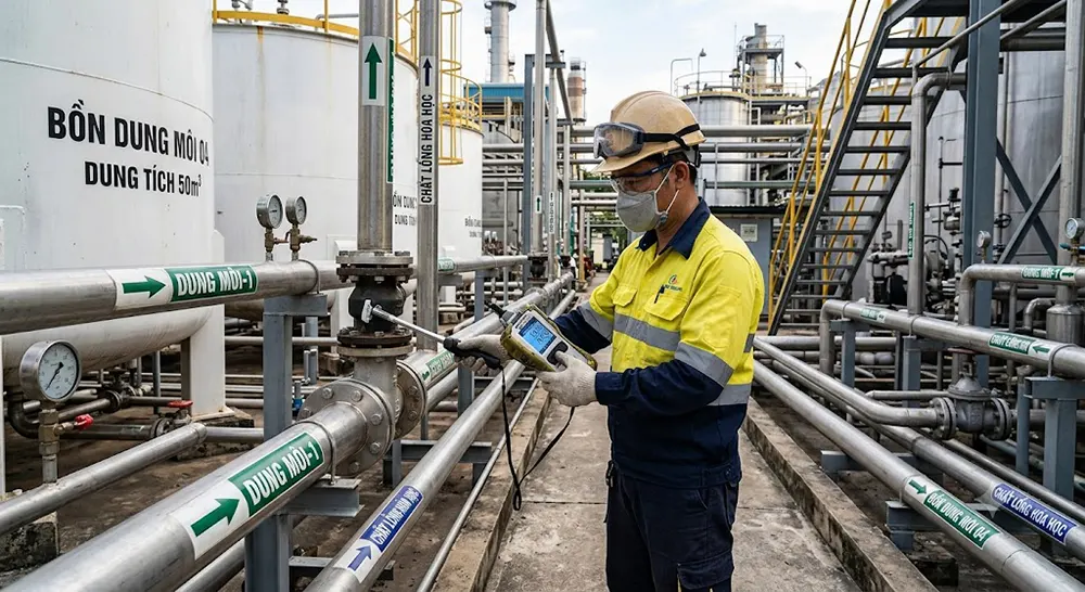 Thiết bị đo VOC công nghiệp rà soát khí độc tại khu vực kho dung môi